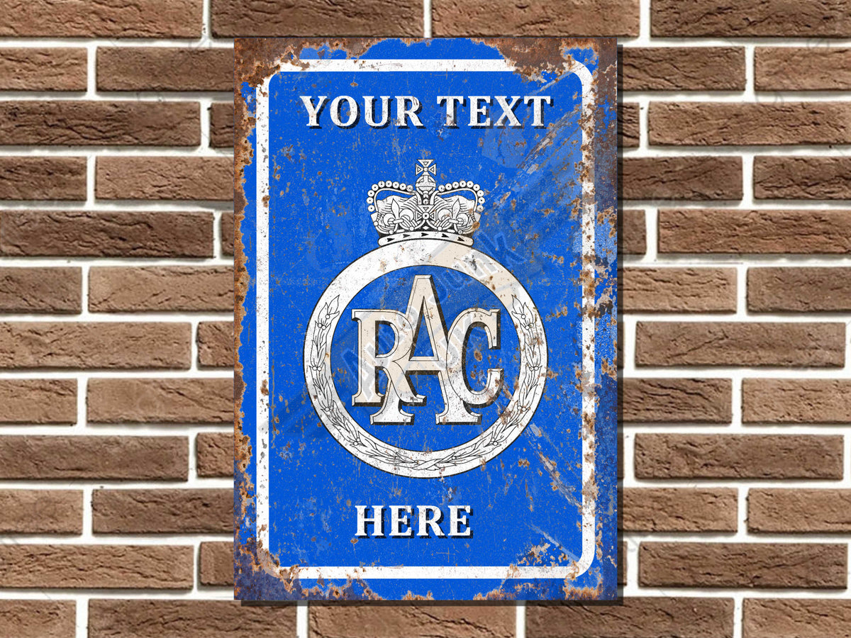 Personalised RAC Style Metal Sign