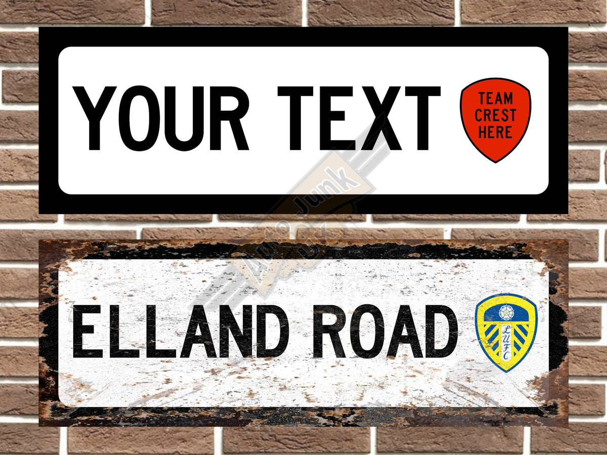 Personalised football road sign vintage style