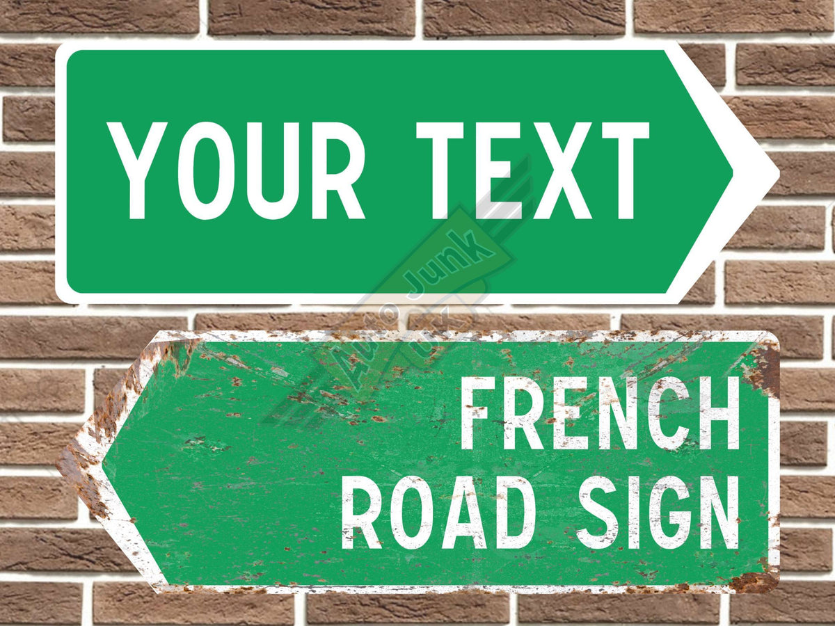 Personalised french road sign arrow sign point left and right vintage style