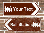 Personalised metal railway road sign arrow sign point left and right vintage style