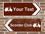 Personalised metal scooter road sign arrow sign point left and right vintage style
