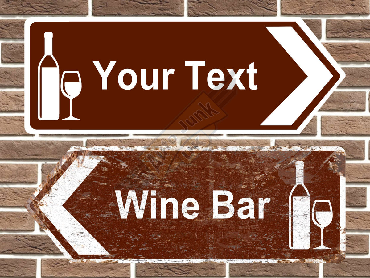 Personalised metal wine bar road sign arrow sign point left and right vintage style