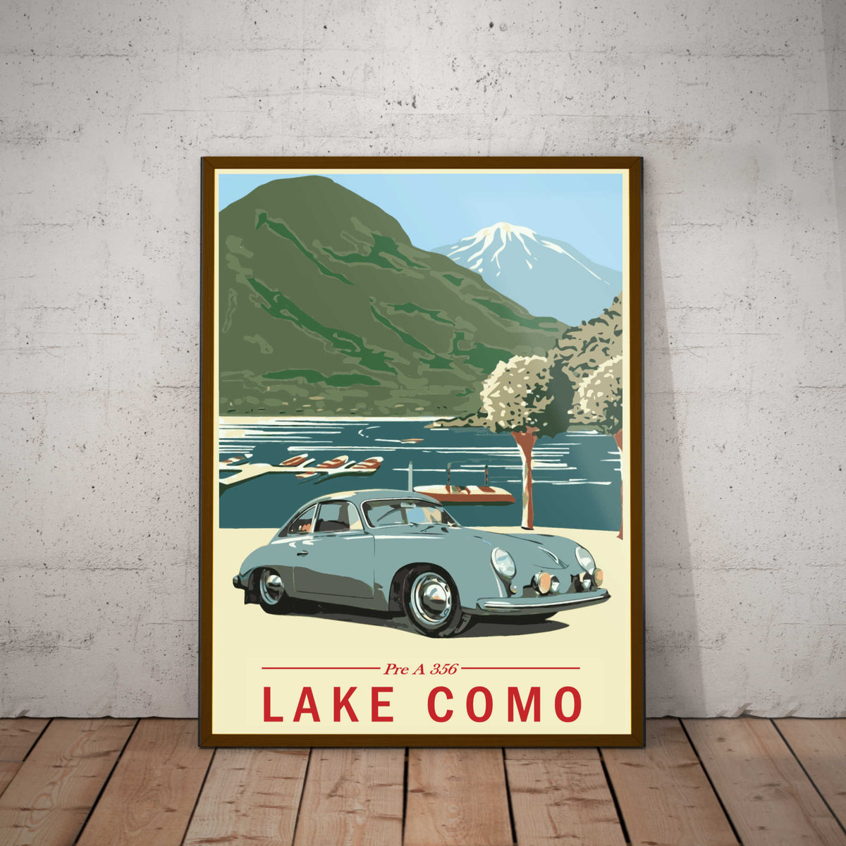 Lake Como Porsche 356 Paper Poster