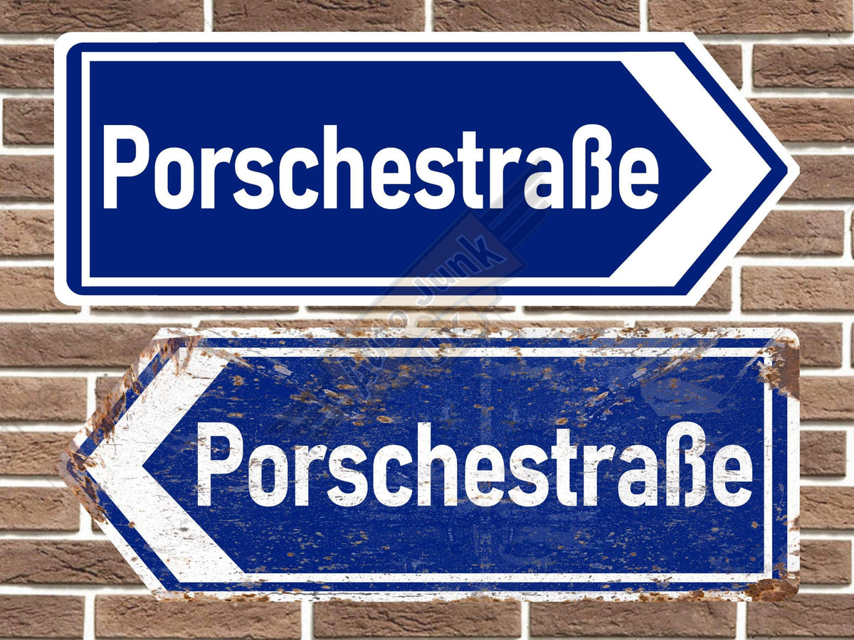 Porschestrabe German Metal Road Sign *CLEARANCE ITEM*