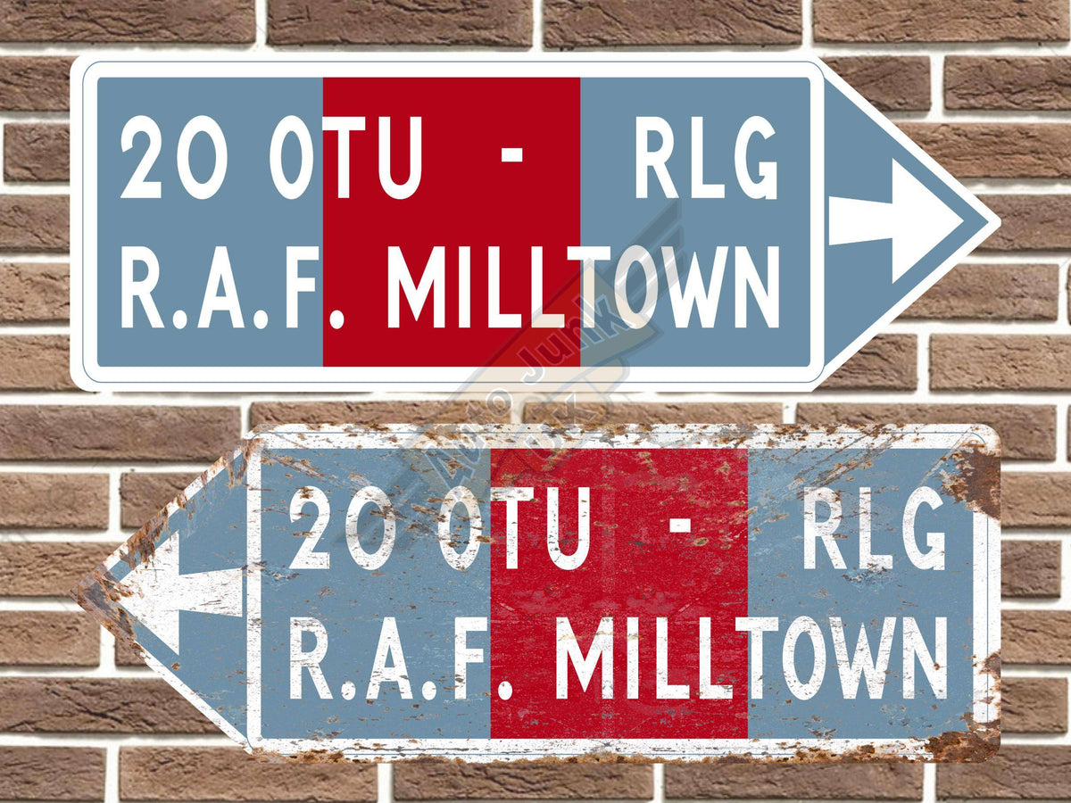 RAF Milltown Metal Road Sign