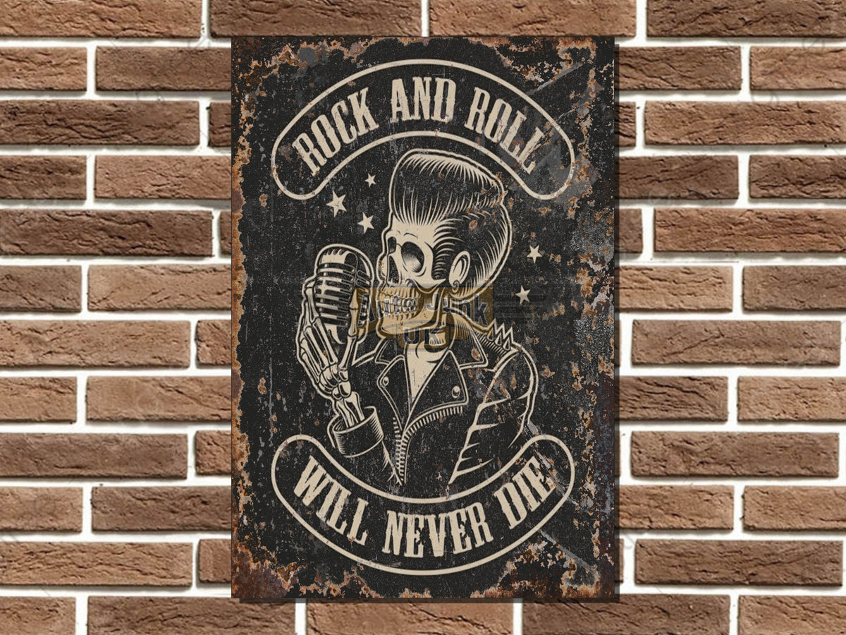 Rock & Roll Will Never Die Metal Poster Sign