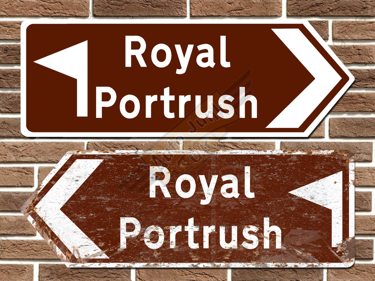 Royal Portrush Golf Course Metal Road Sign
