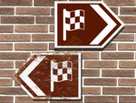 Chequered Flag Symbol Short Tourist Road Sign