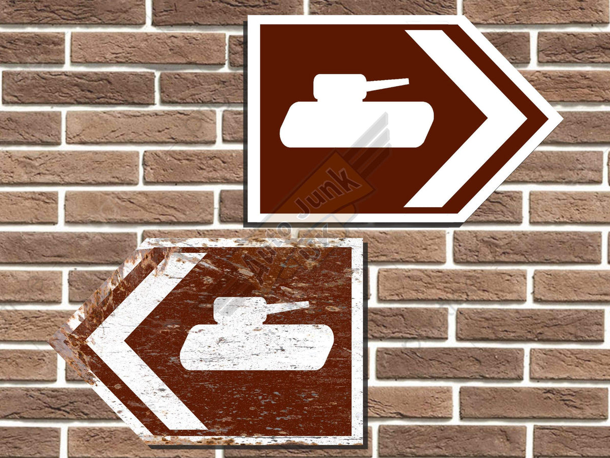 Tank Symbol Short Tourist Road Sign