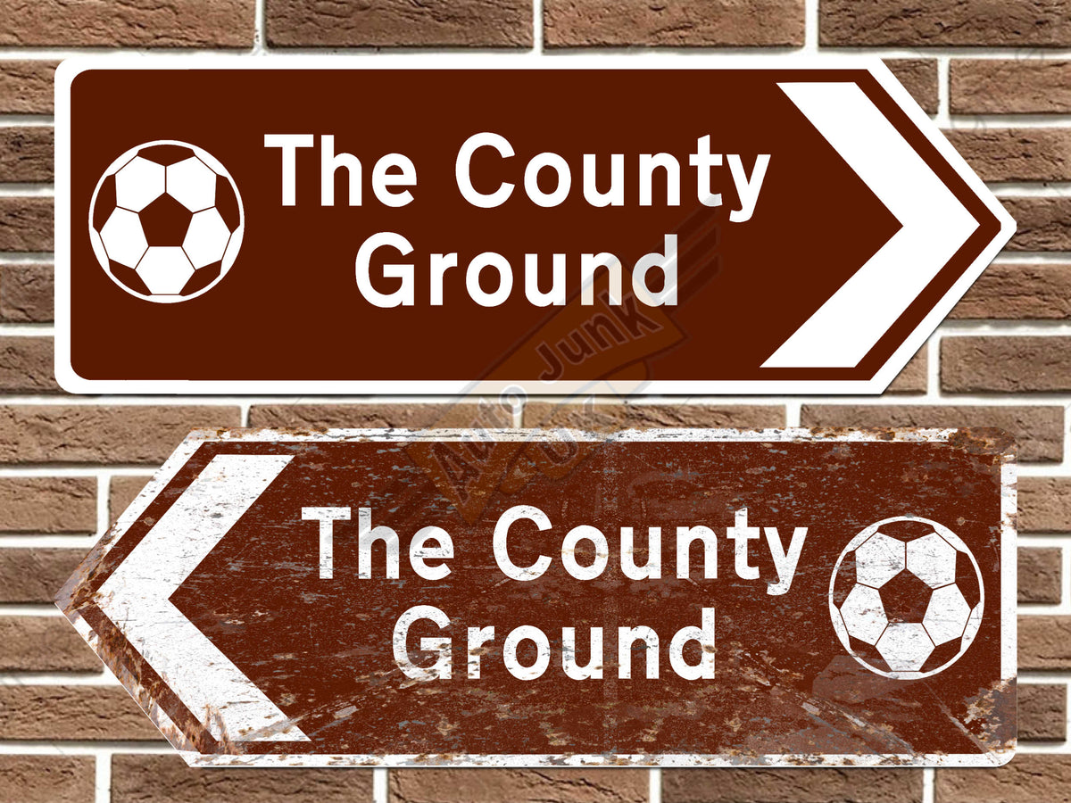 The County Ground Football Metal Road Sign