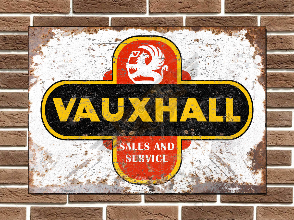 Vauxhall Sales and Service Metal Sign