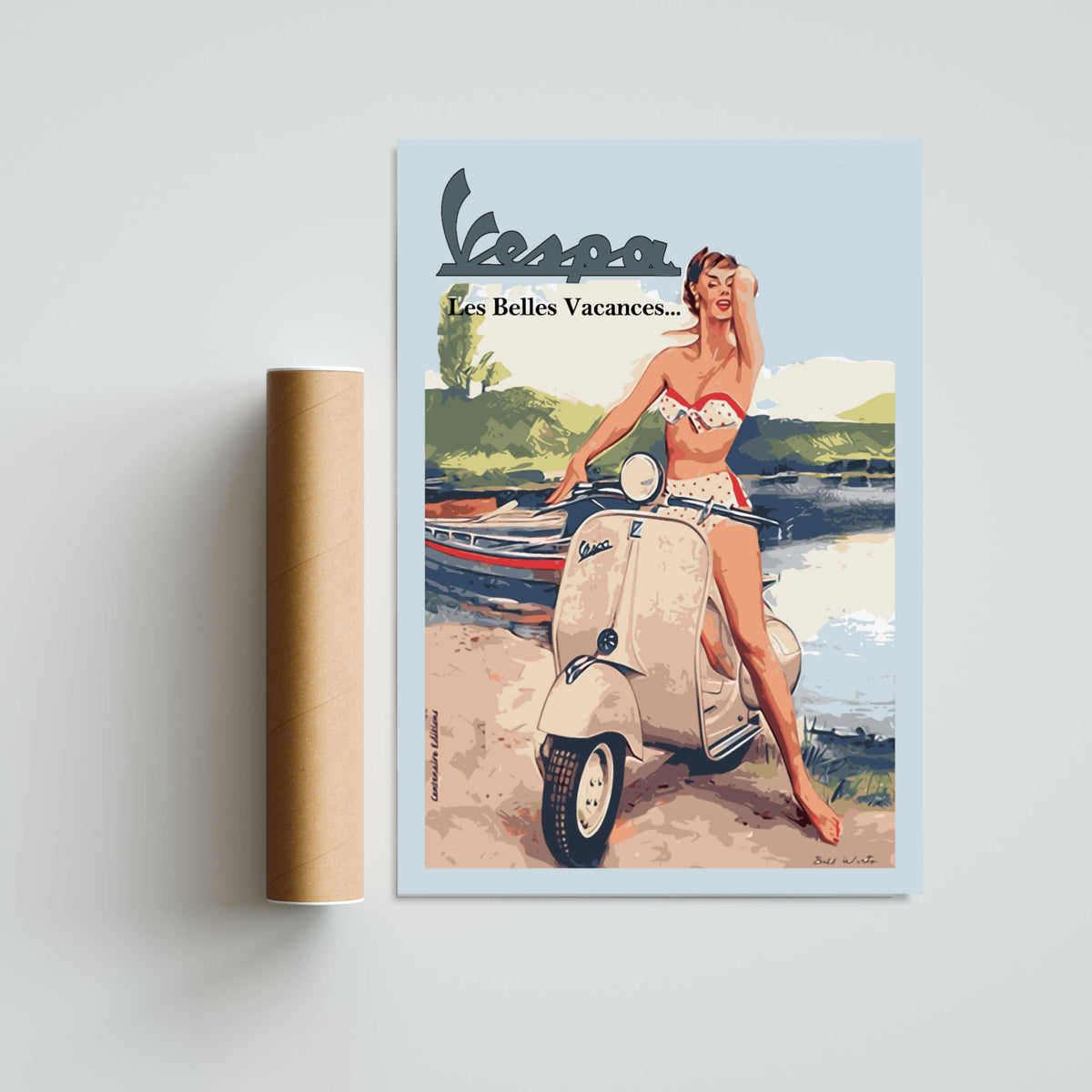 Vespa Paper Poster