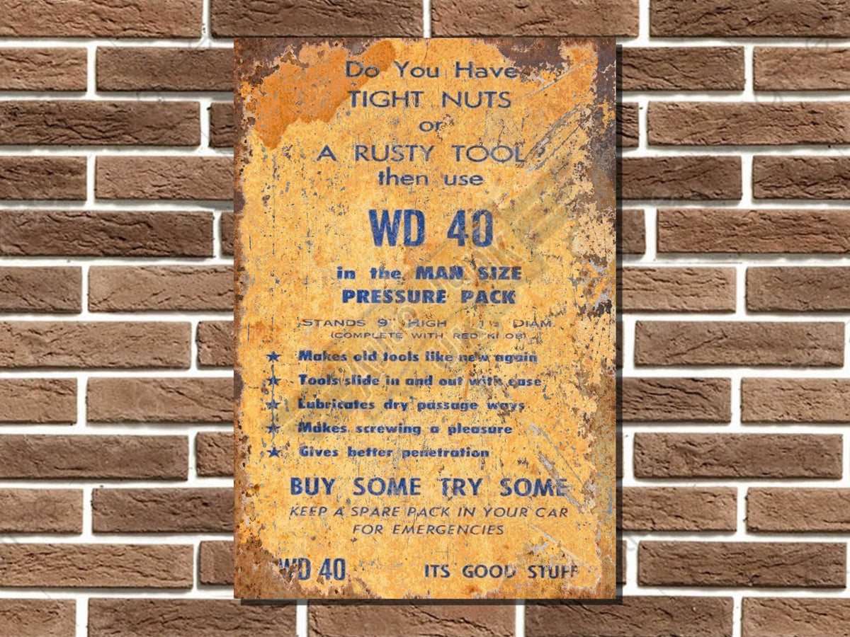 WD40 Man Size Metal Sign