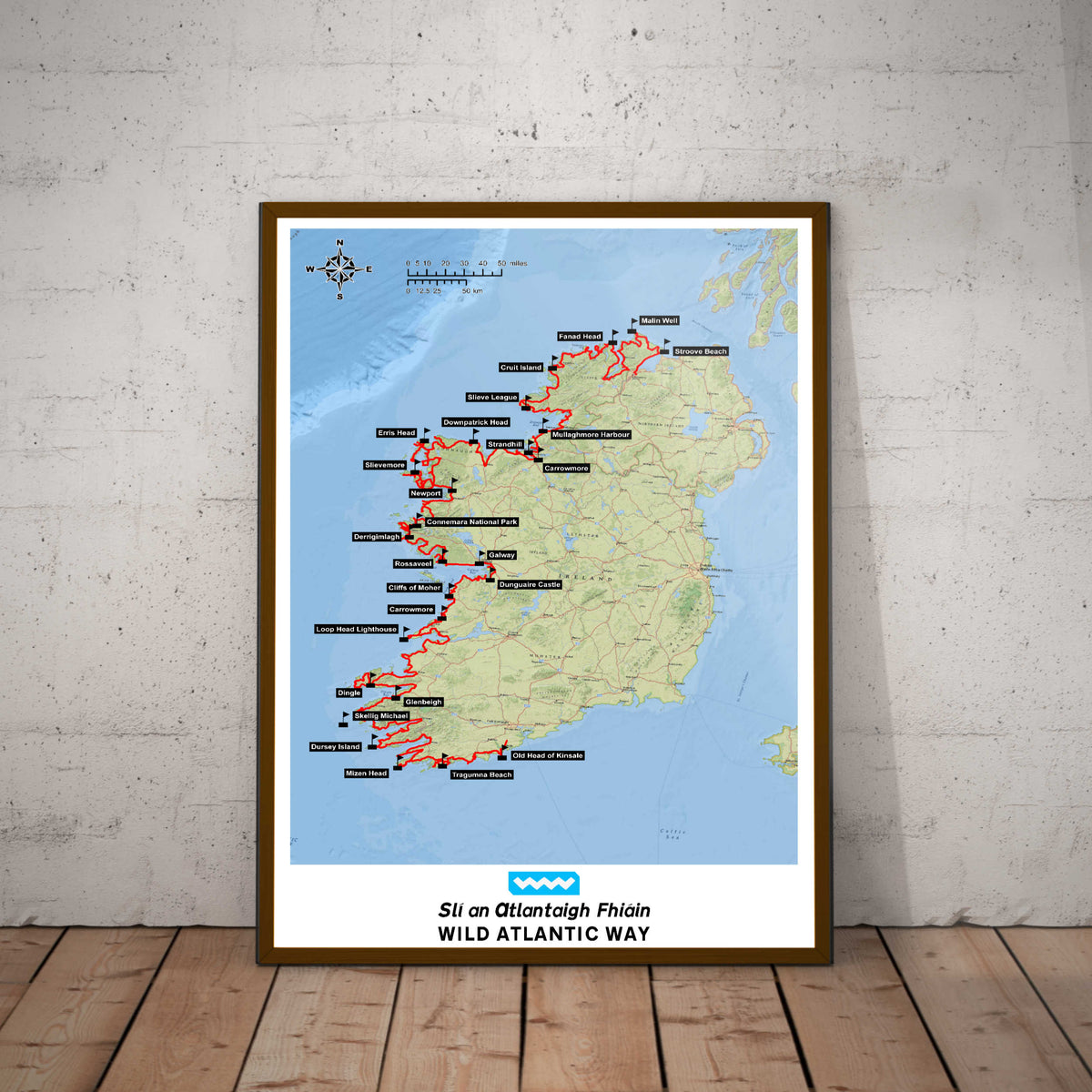 Wild Atlantic Way Route Map Paper Poster