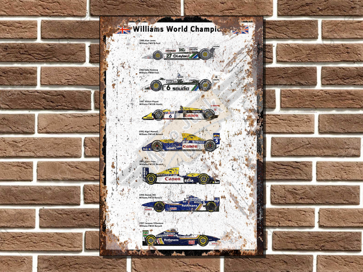 Williams World Champions Metal Sign