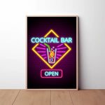 Cocktail Bar Open Paper Poster