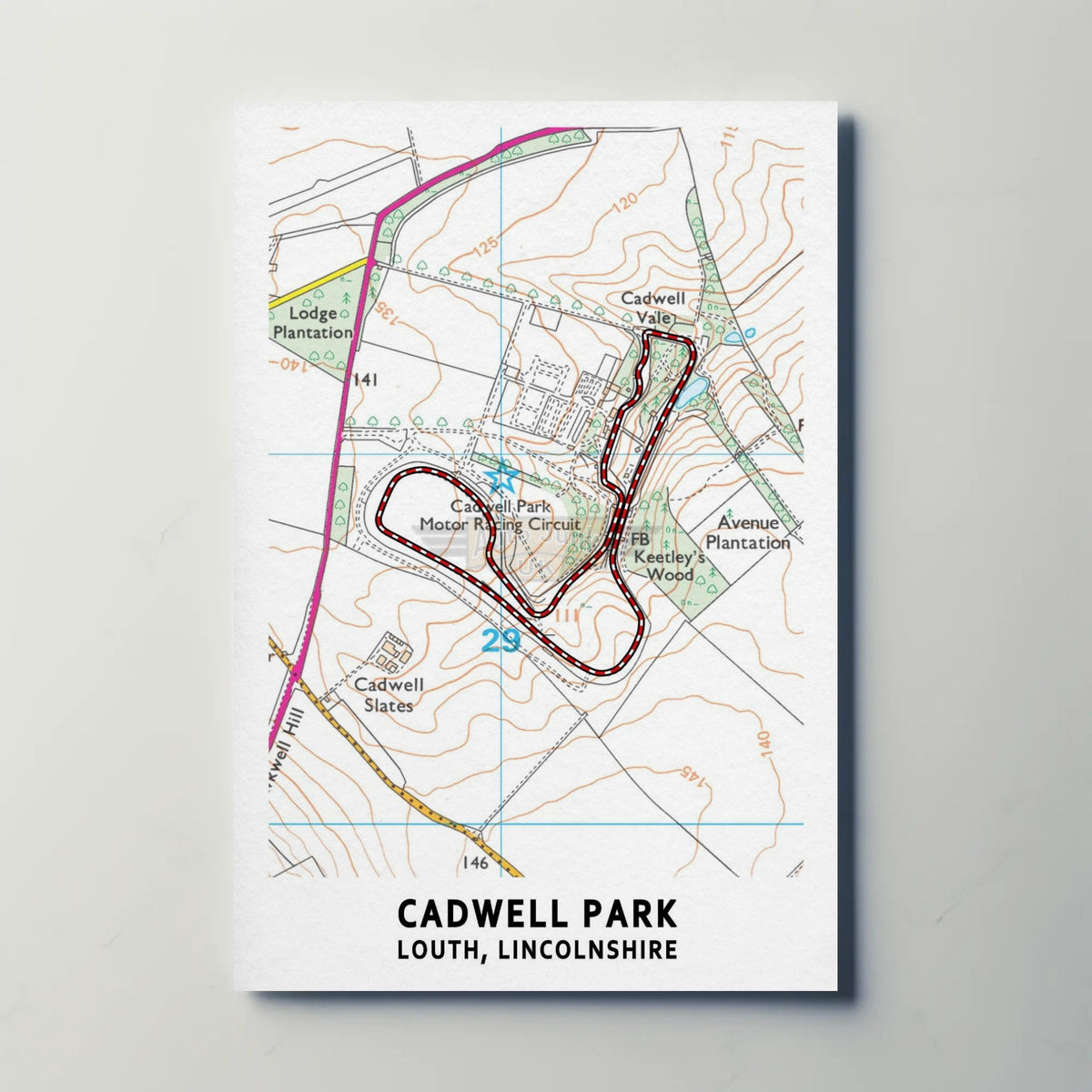 Cadwell Park Circuit Map Paper Poster