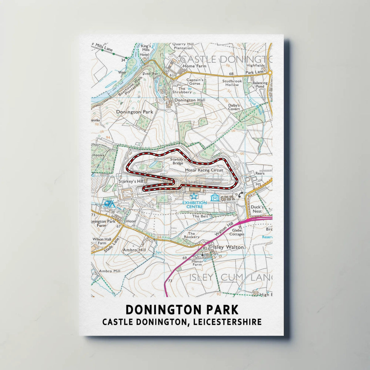 Donington Park Circuit Map Paper Poster