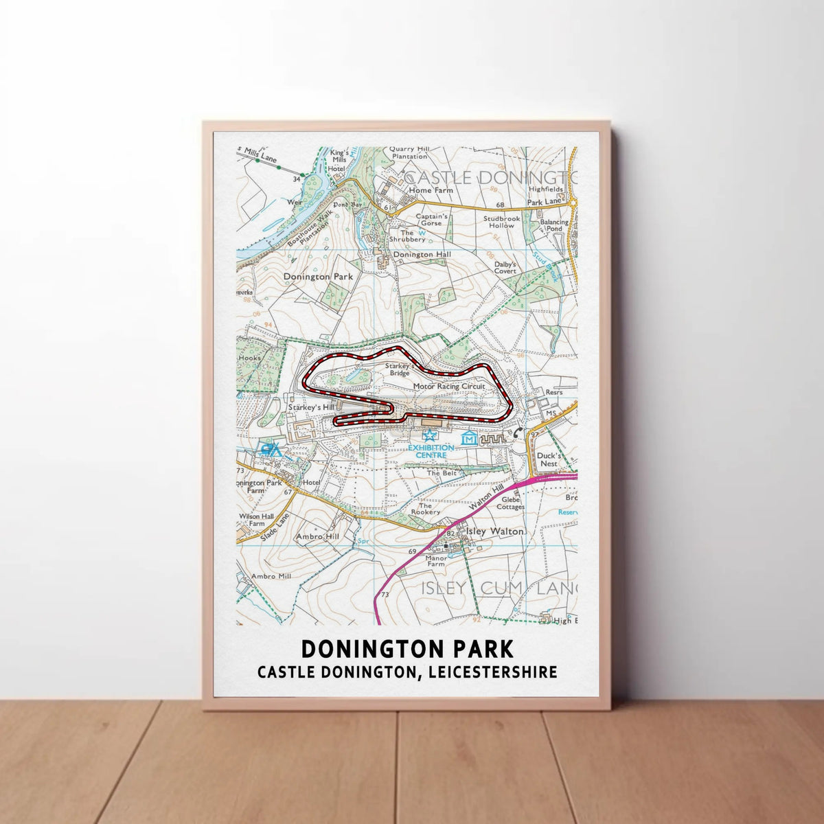 Donington Park Circuit Map Paper Poster
