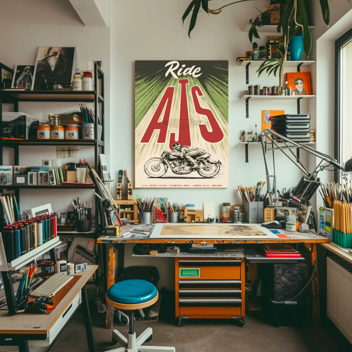 Ride AJS Paper Poster