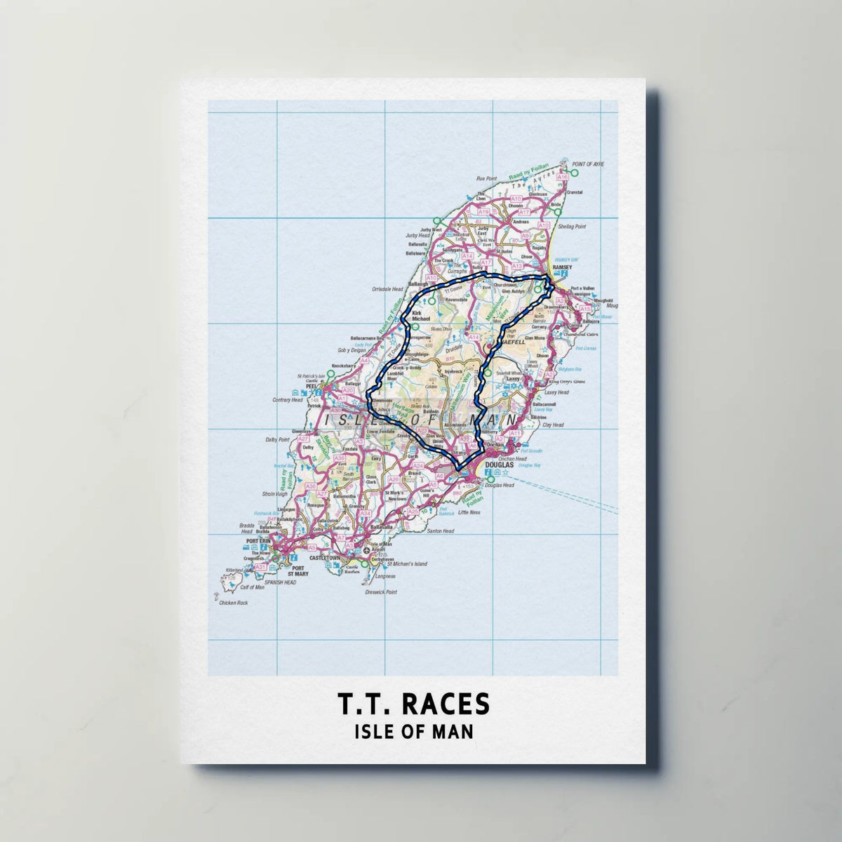 Isle of Man TT Circuit Map Paper Poster