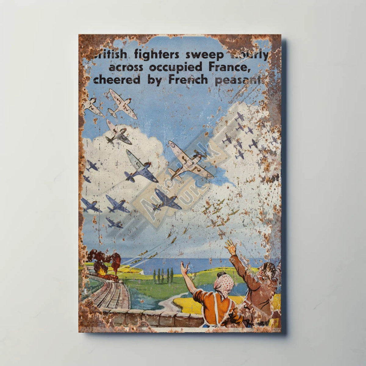 British Fighters Sweep France Metal Sign