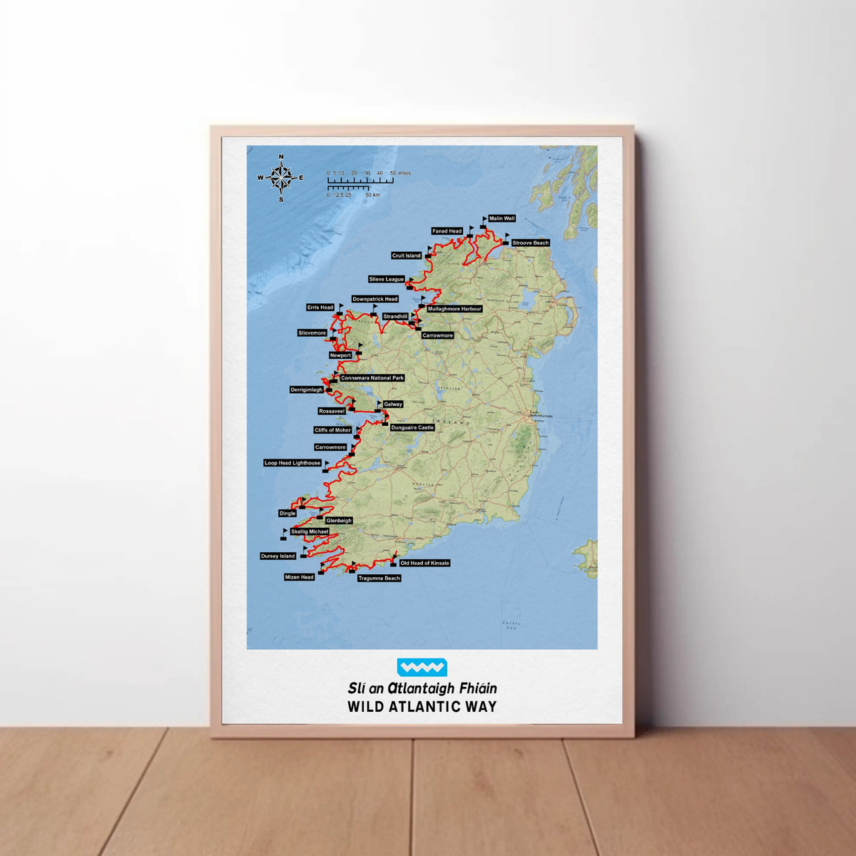 Wild Atlantic Way Route Map Paper Poster