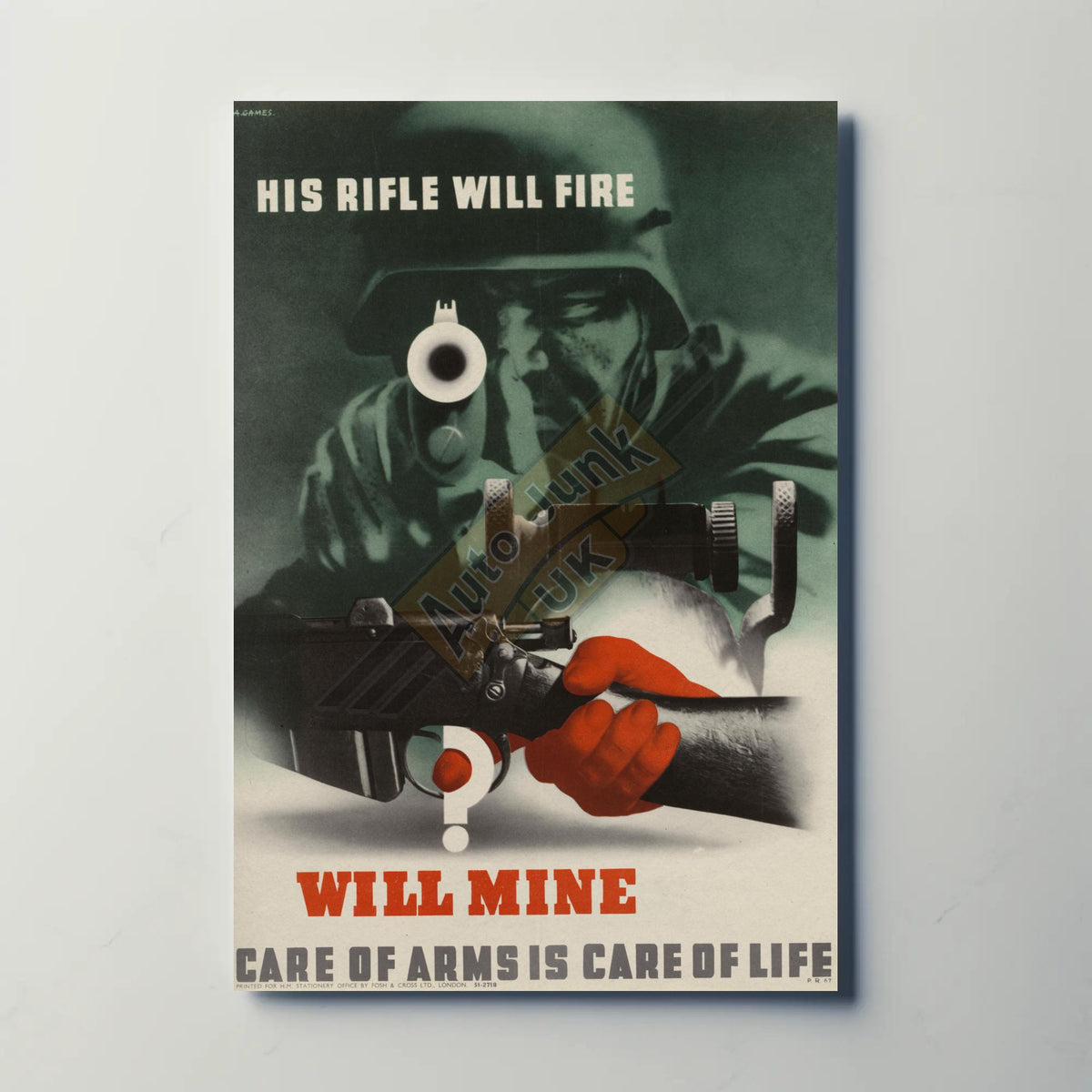 His Rifle Will Fire Will Mine Metal Sign