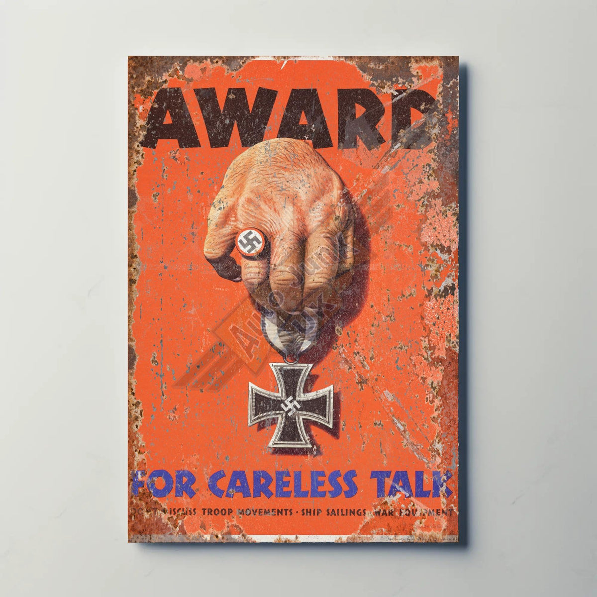 Award for Careless Talk WW2 Metal Sign