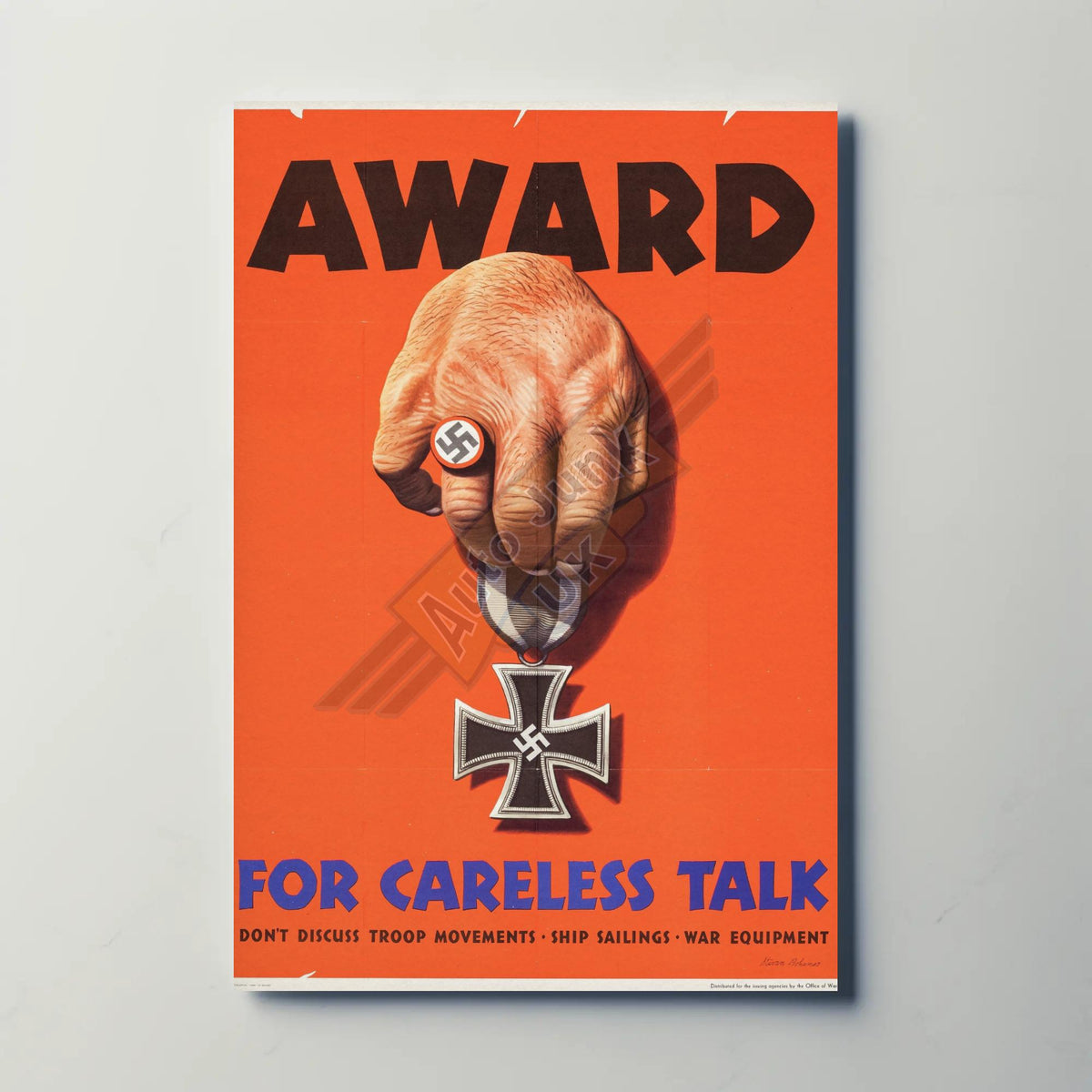 Award for Careless Talk WW2 Metal Sign