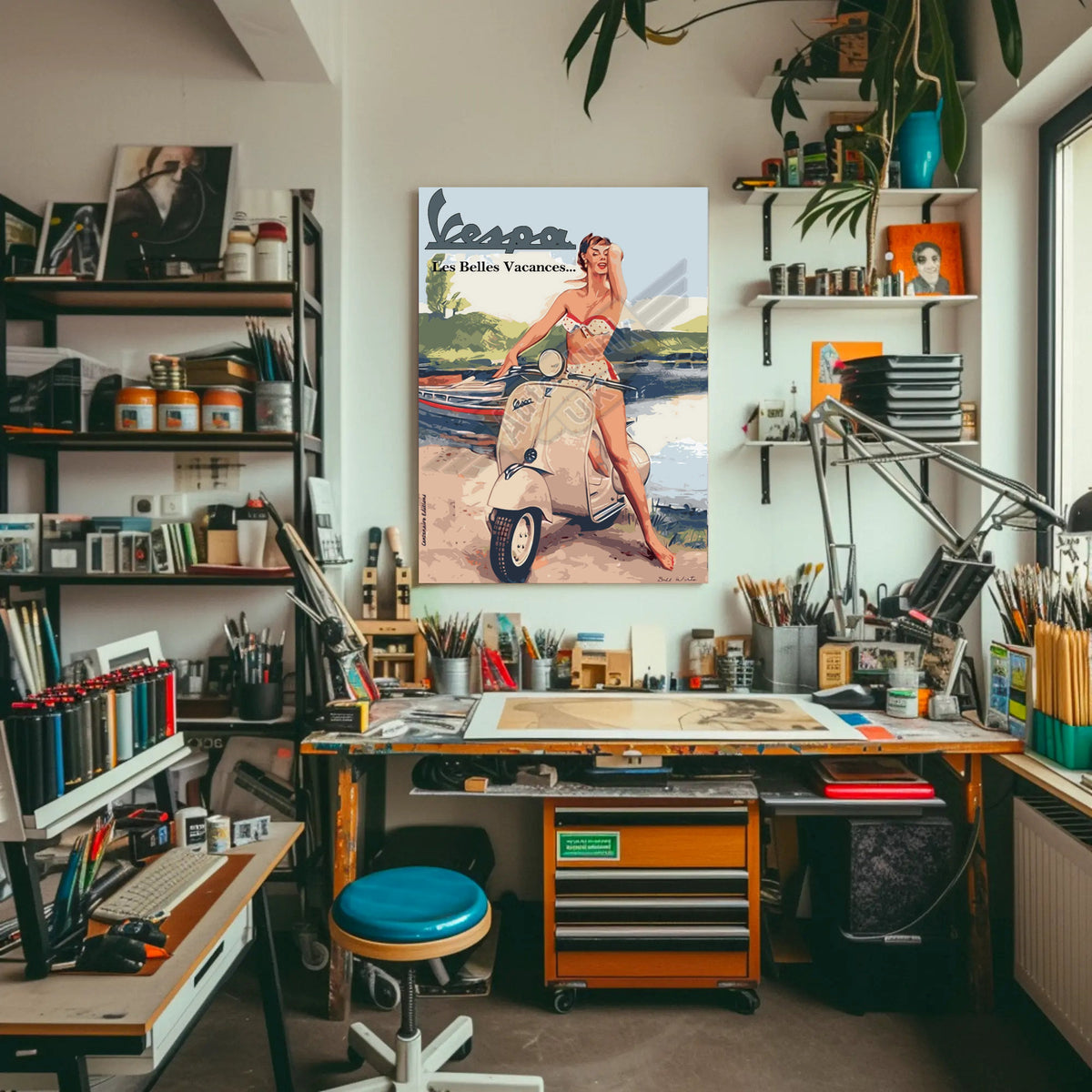 Vespa Paper Poster