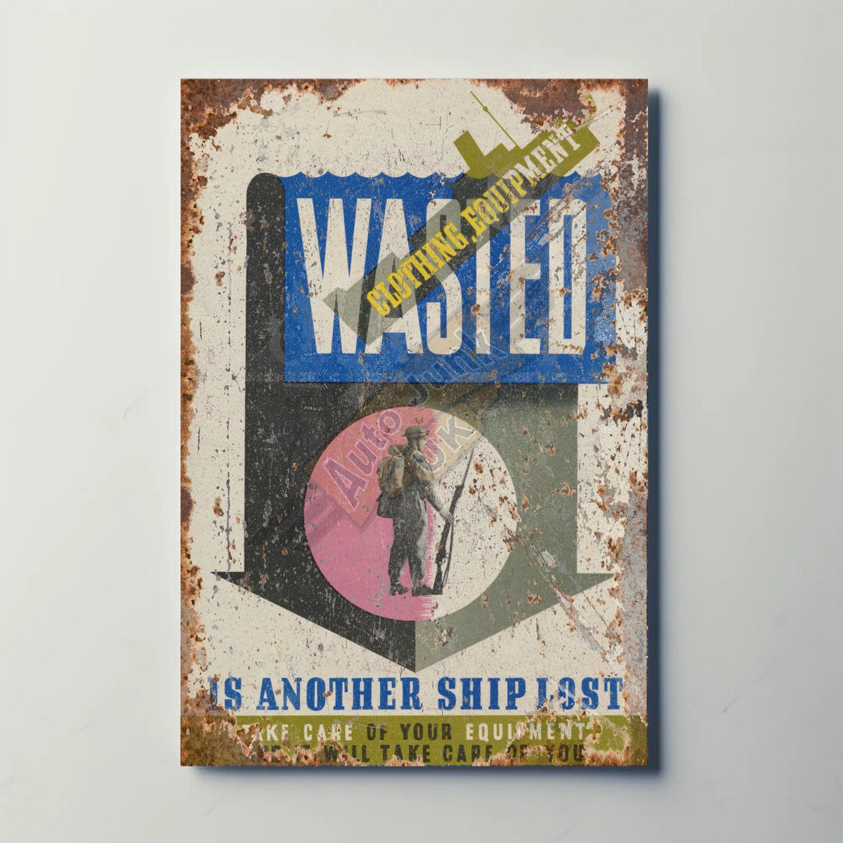 Wasted Clothing Equipment WW2 Metal Sign