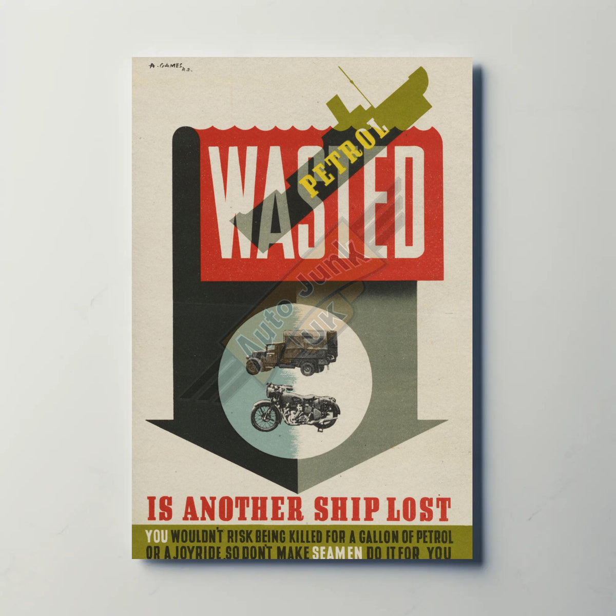 Wasted Petrol WW2 Metal Sign