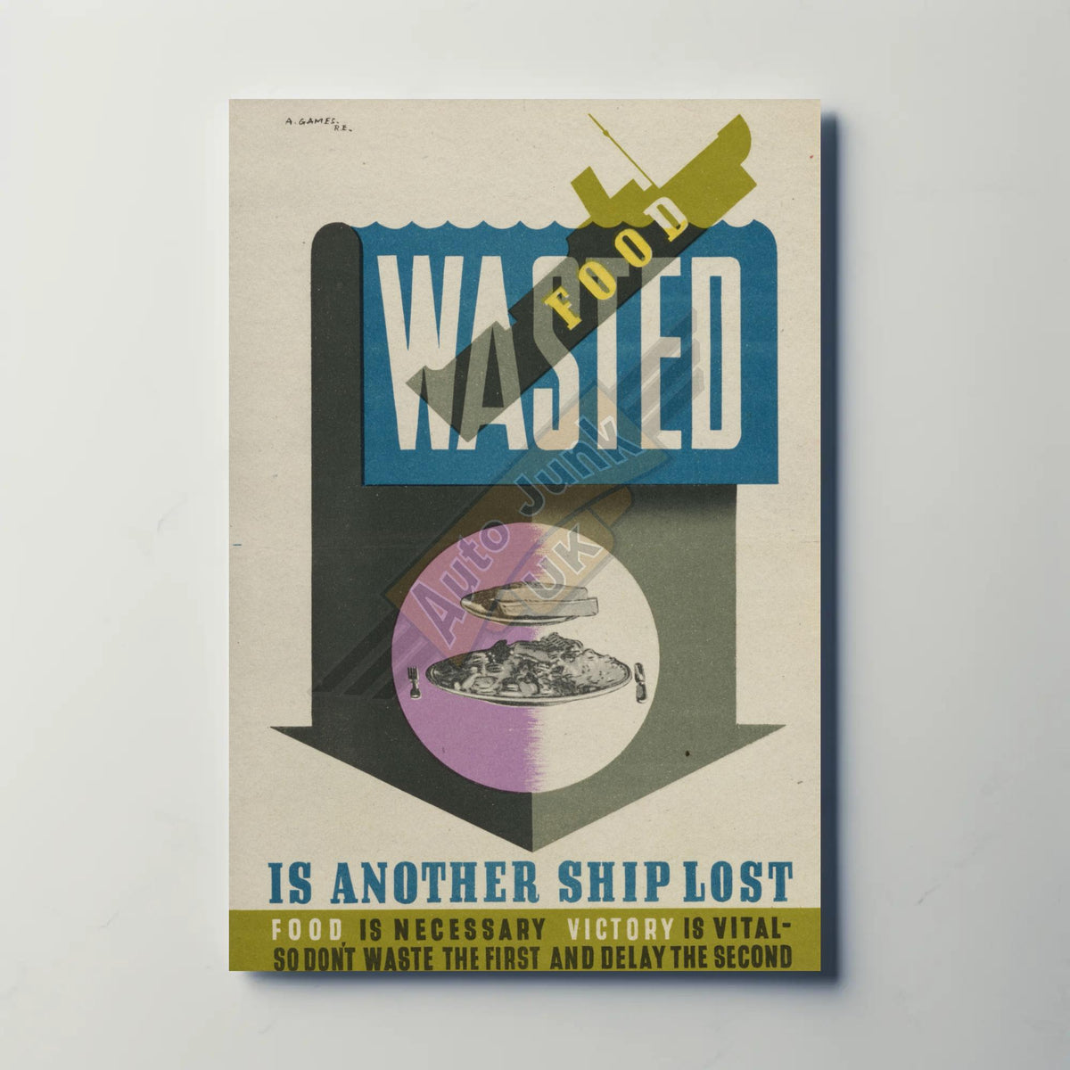 Wasted Food is Another Ship Lost Metal Sign