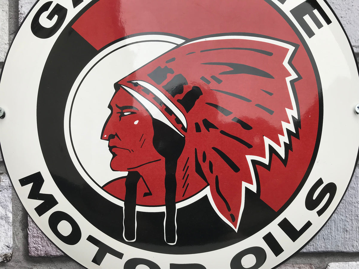 Red Indian Gasoline Enamel Sign