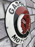 Red Indian Gasoline Enamel Sign