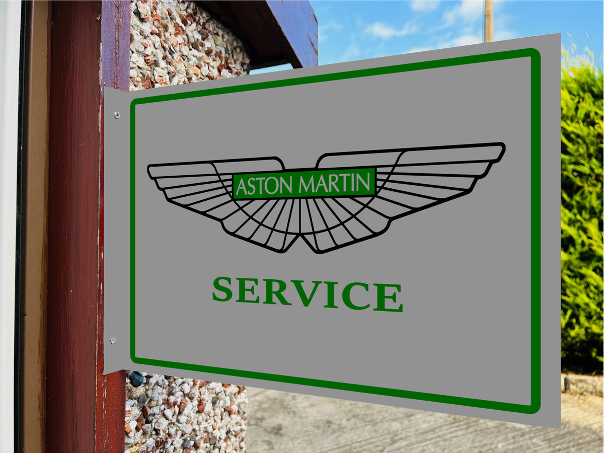 Aston Martin Service Double Sided Metal Flange Sign
