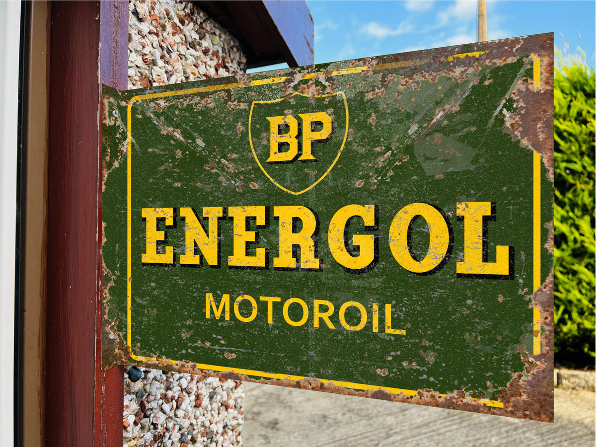 BP Energol Double Sided Metal Flange Sign