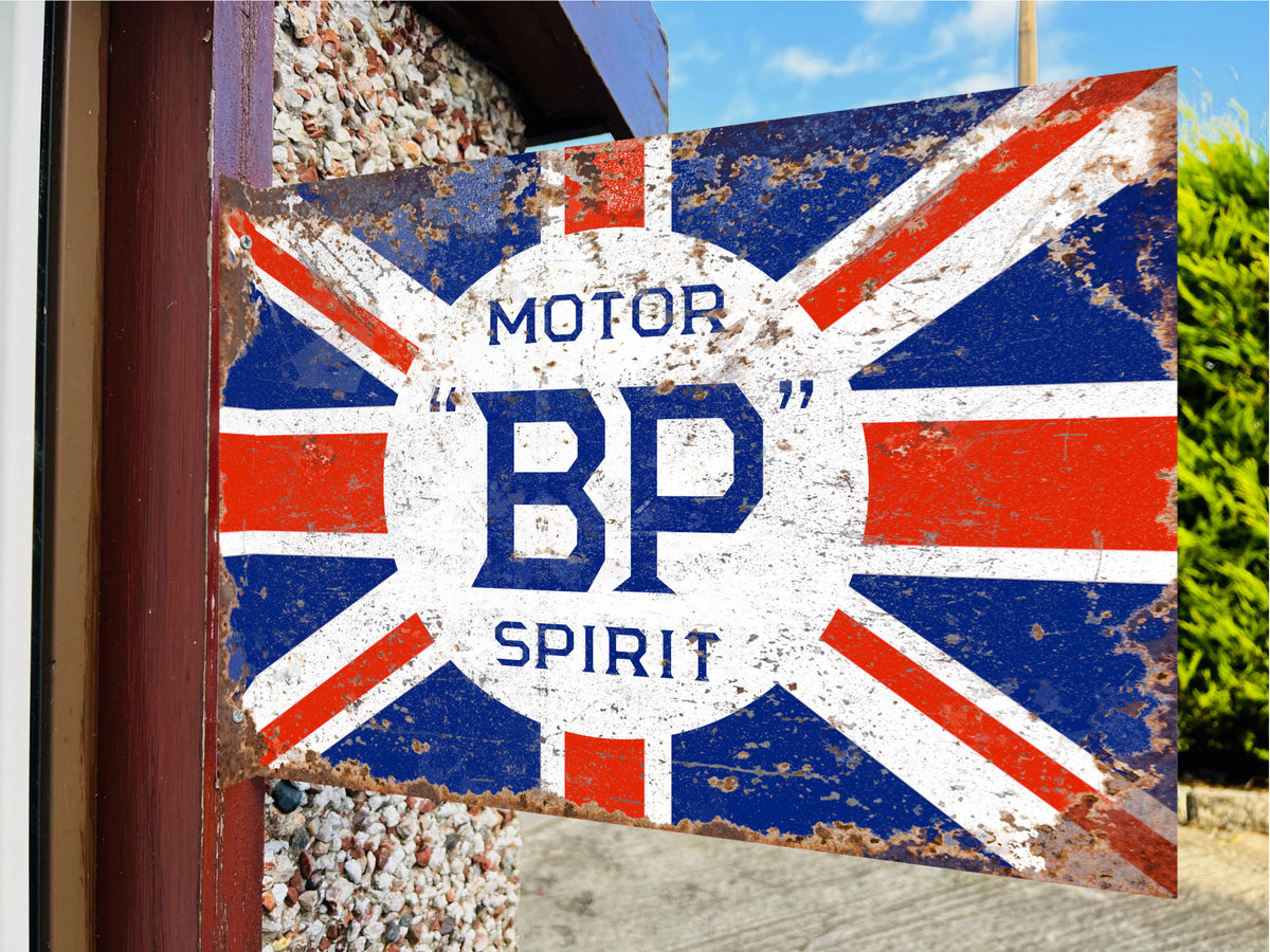 BP Motor Spirit Double Sided Metal Flange Sign