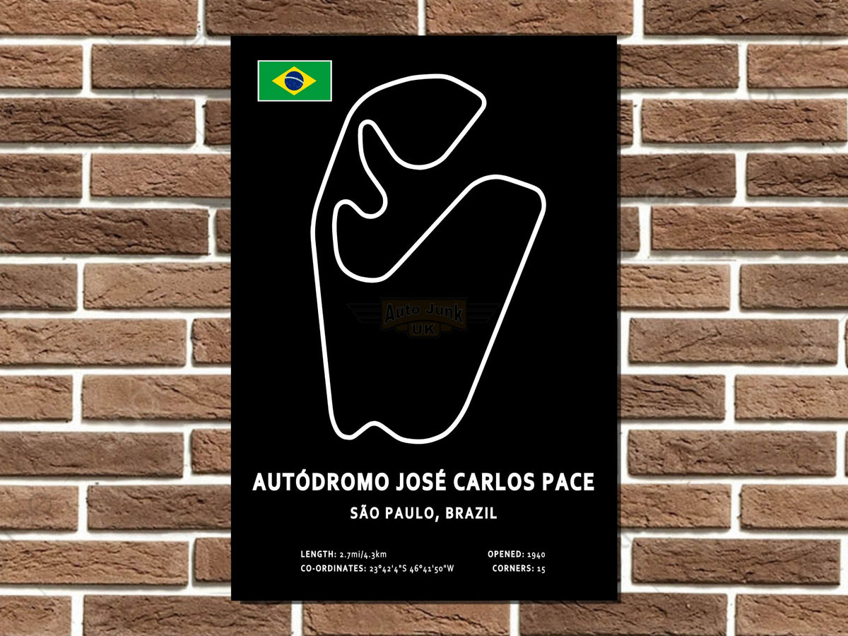 Autodromo Jose Carlos Pace Circuit Layout Metal Sign