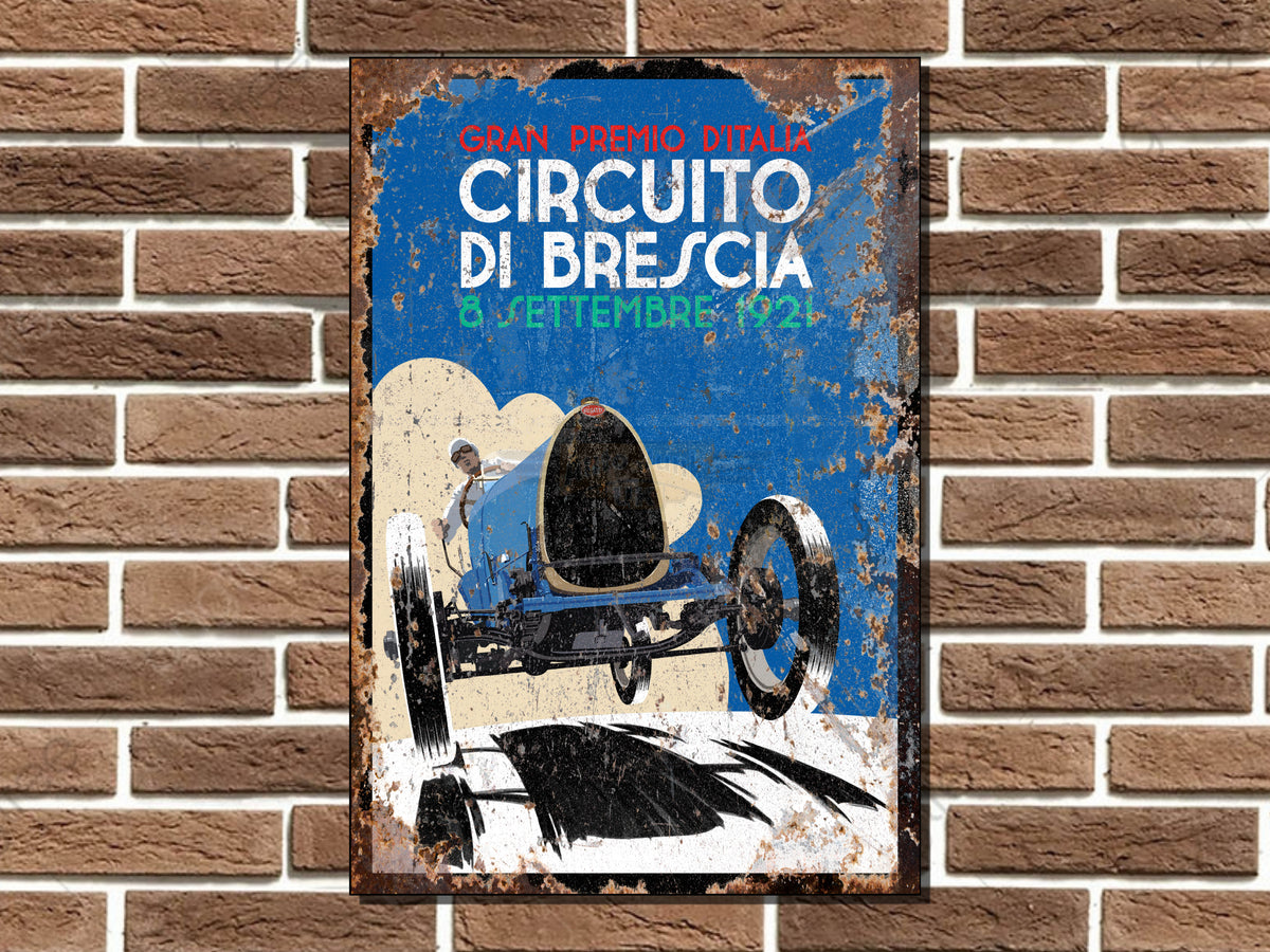 Bugatti Brescia Art Deco Style Metal Sign