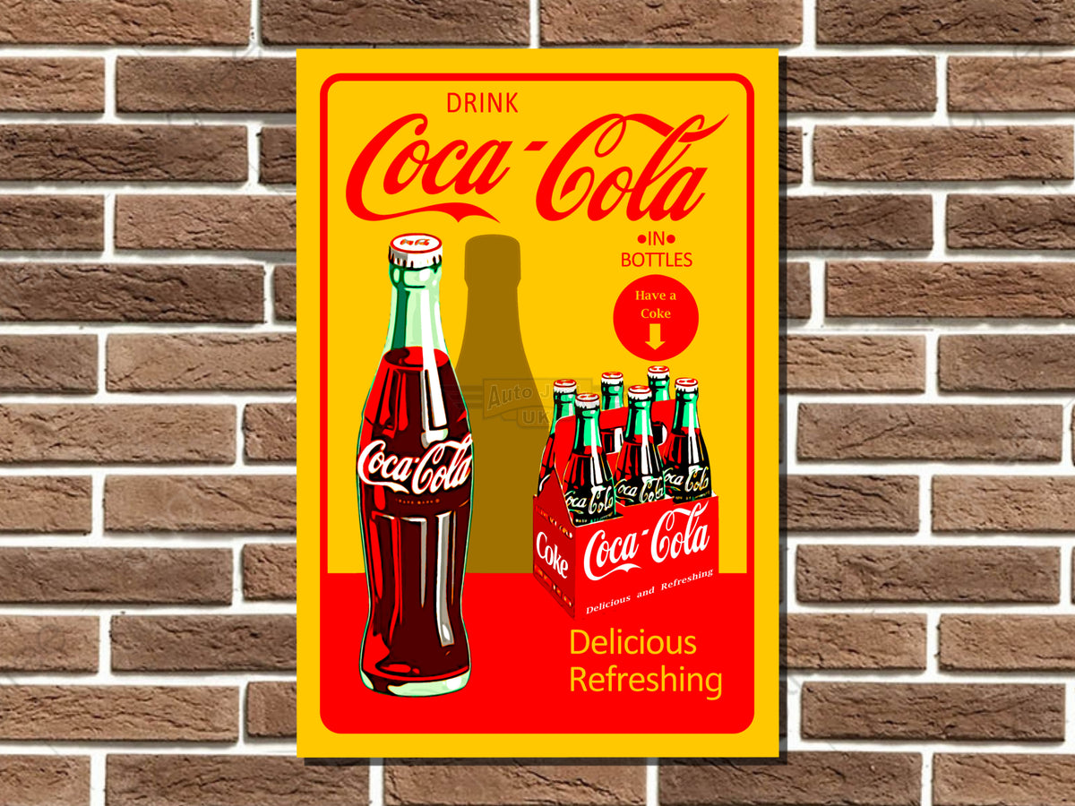 Coca Cola in Bottles Metal Sign