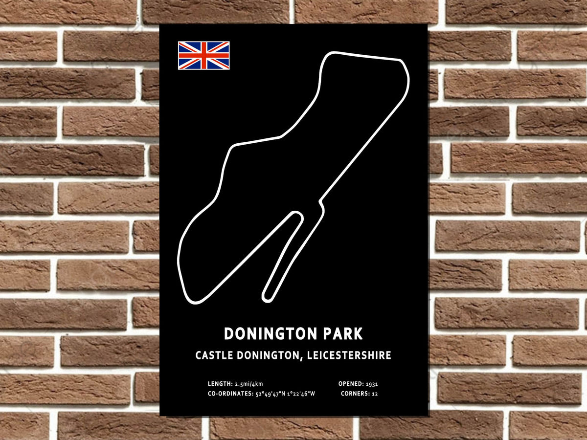 Donington Park Circuit Layout Metal Sign