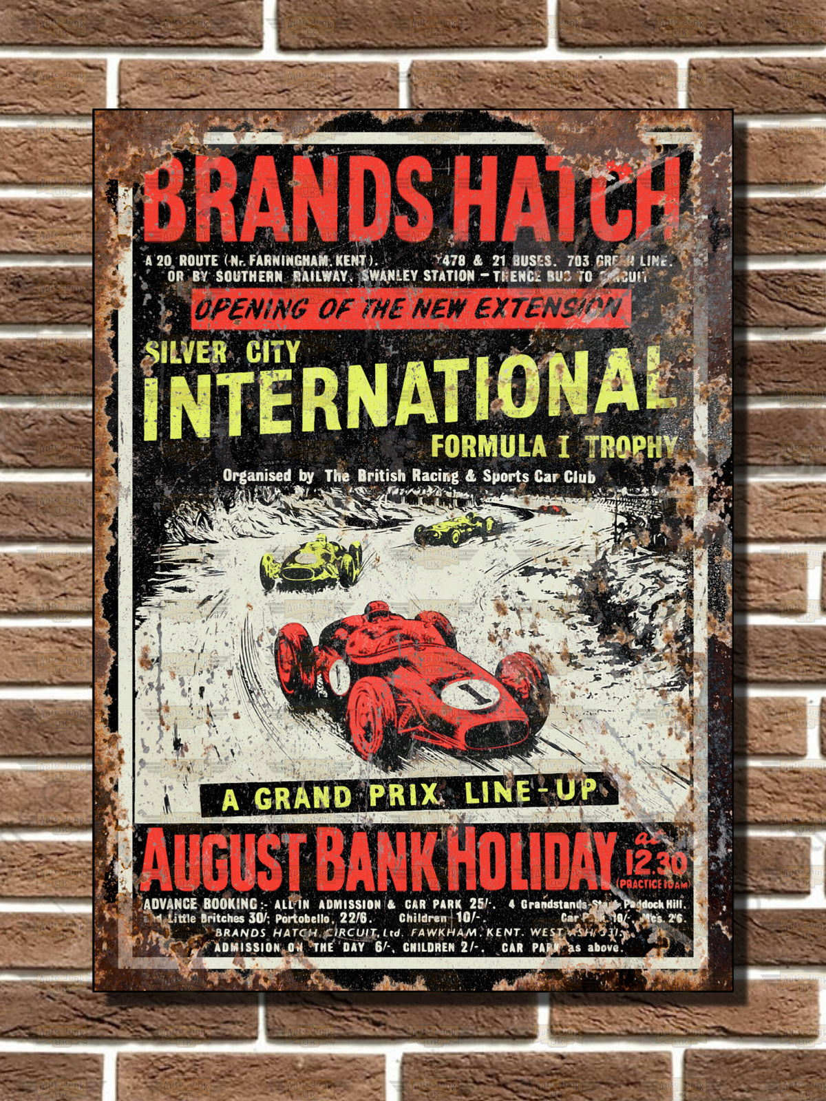 Brands Hatch Formula 1 Trophy Metal Sign