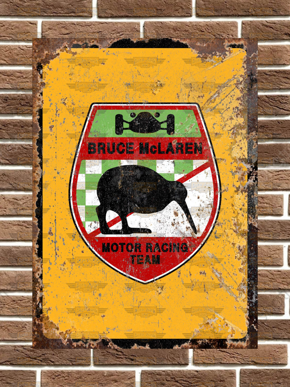 Bruce McLaren Racing Team Logo Metal Sign