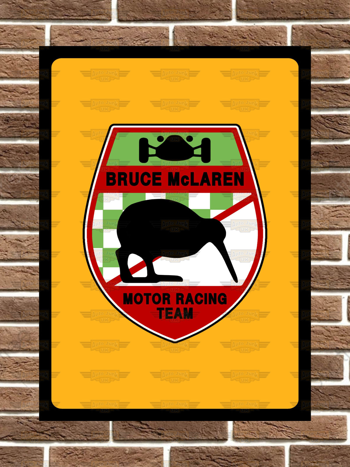 Bruce McLaren Racing Team Logo Metal Sign