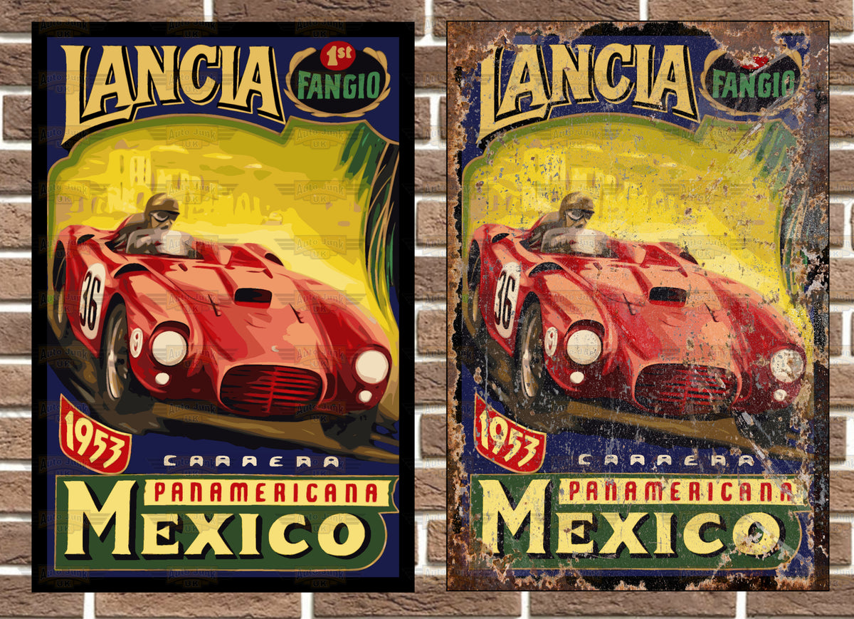 Carrera Panamericana Lancia Fangio Metal Sign
