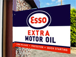 Esso Extra Motor Oil Double Sided Metal Flange Sign
