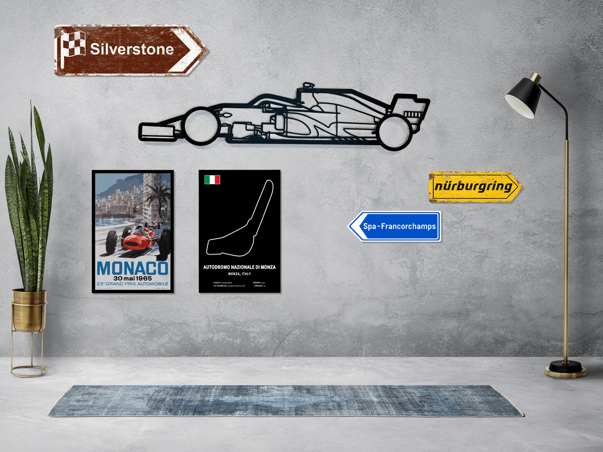 Formula One F1 Car Silhouette Metal Wall Art