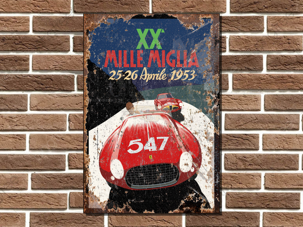 Mille Miglia Art Deco Style Metal Sign